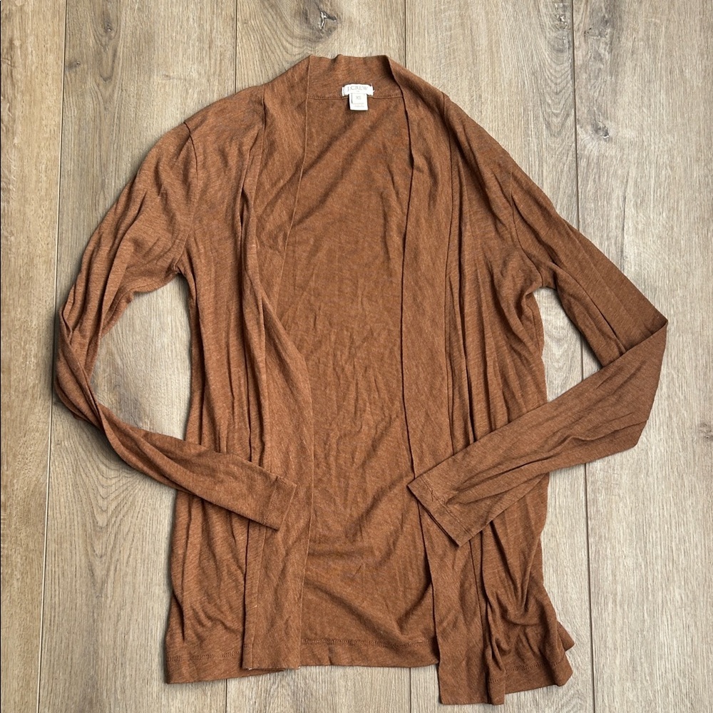 J. Crew Always Cardigan Open-Front Cardigan in Warm Copper XS